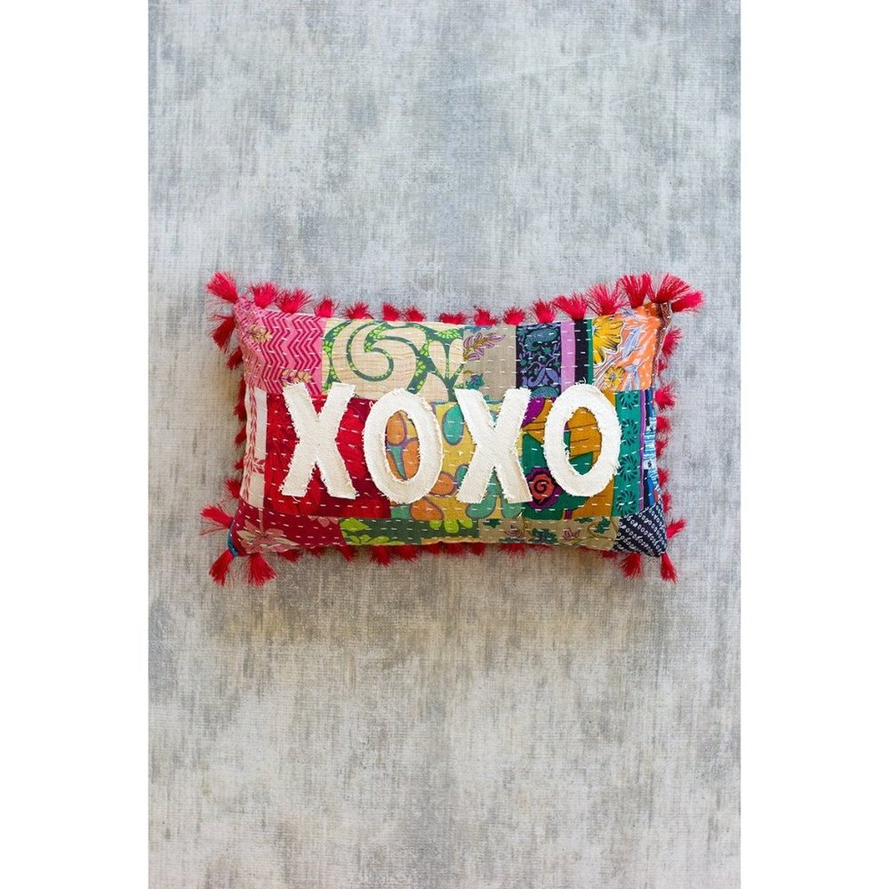 XOXO Kantha Pillow